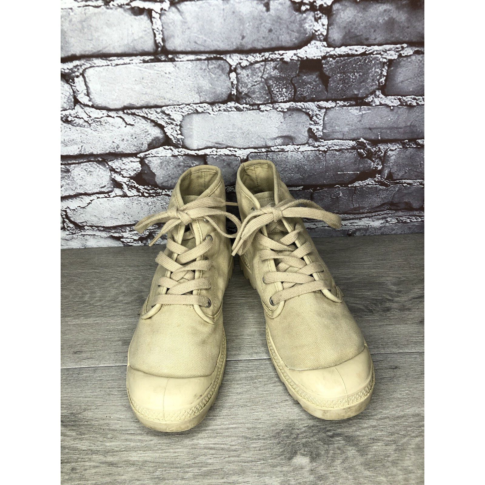Palladium Pampa Hi Sahara Beige Khaki Canvas Lace Boots Women 8m Us/39 92352 238